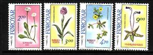 D4-Faroe Is.-Sc#169-72-unused NH set-Flowers-1988-