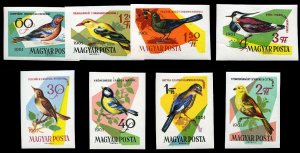 Hungary #1426-1433 Cat$30, 1961 Birds, imperf. set of eight, never hinged