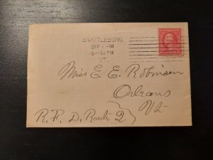 1916 Letter Cover 2 Cent George Washington Stamp Brattleboro Orleans Vermont