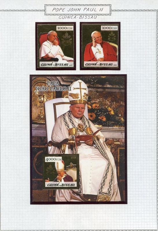 POPE JOHN PAUL II LOT GUINEA BISSAU  OF STAMPS AND SOUVENIR SHEETS  MINT NH 