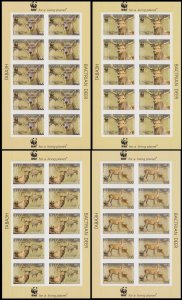 Tajikistan WWF Bactrian Deer 4 Imperf Sheetlets 10 sets 2009 MNH SG#388-391