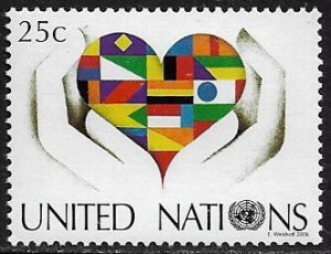 United Nations #896 MNH Stamp - Flags in Heart in Hands