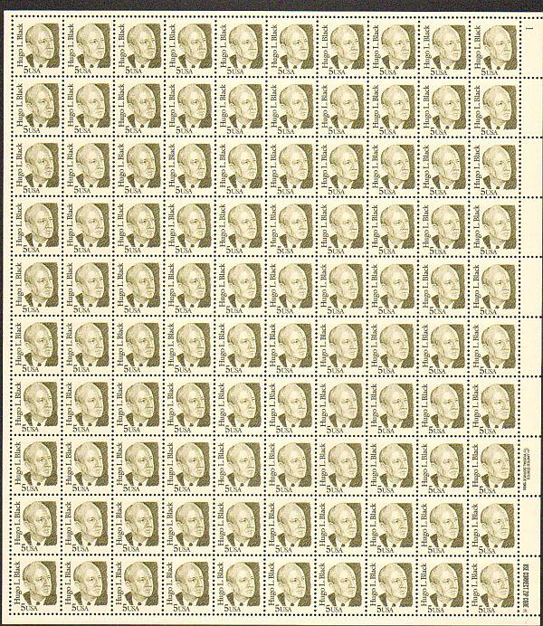 US #2172 Mint Sheet Hugo L Black  