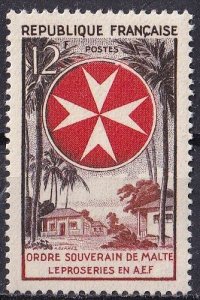 France 797 (mnh, gum toning) 12fr Knights of Malta, sepia, red brn & red (1956)