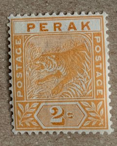 Perak 1895 2c orange Leaping Tiger, unused. Scott 44, CV $1.10. SG 63