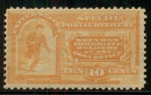 US #E3, 10¢ orange, og, LH, 2 shorter perfs otherwise F/VF, Scott $300.00