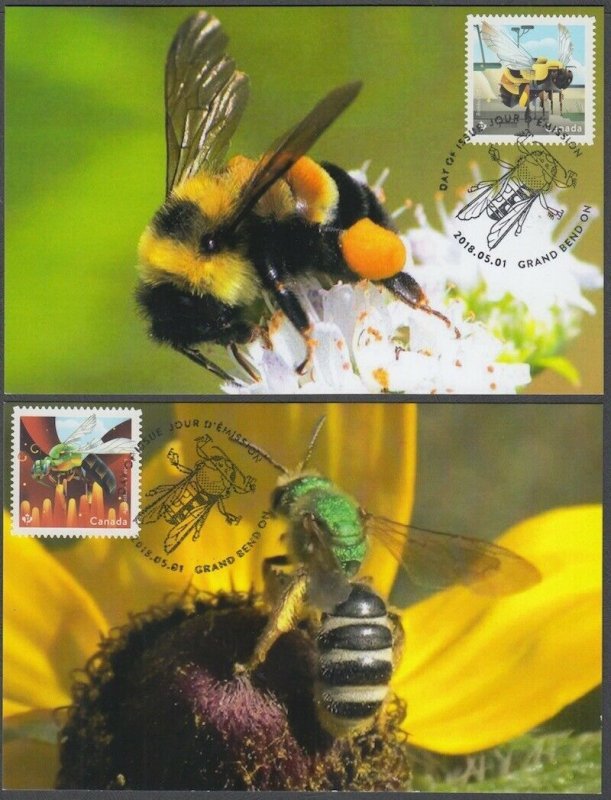 CANADA #3099-01.1 SHOWING BEES on SET OF 2 MAXIMUM CARDS