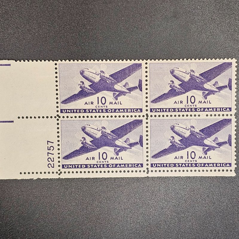 C27 block of 4 10cent Airmail Mint OG-NH