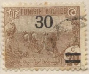 Tunisia 72 (used) 30c on 20c plowing, yel brn (1925)
