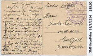WW1: Germany Marine Schiffspost: SMS Kronprinz 11/2/1914 (M6082)