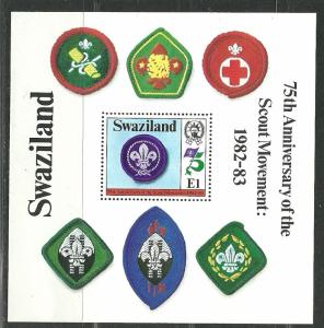 SWAZILAND 1983 VF MNH Souvenir Sheet Scott# 422 CV 2.75 $ 75th Anniv. Scouting