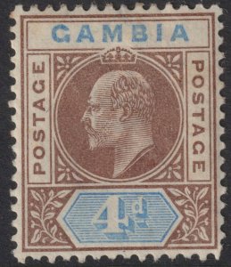 Sc# 33 Gambia 1902 - 1905 KEVII 4p MMH issue CV $10.00 Wmk 2