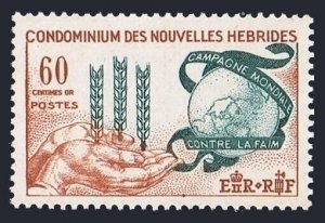 New Hebrides FR 109,MNH. FAO.Freedom from Hunger campaign,1963.Wheat,Globe.