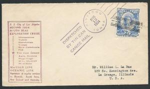 TONGA 1934 SS City of Los Angeles Exploration Cruise Tin Can Mail cover....44710