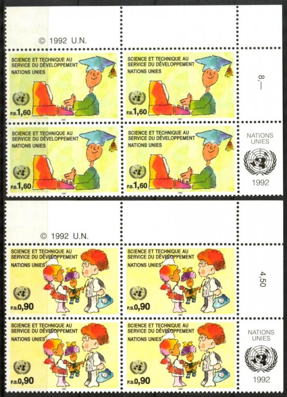 United Nations / Geneva 1992 Science and Technology 2 Block of 4 MNH