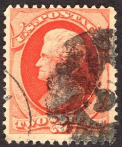 1875, US 2c, Andrew Jackson, Used, Numeral fancy cancel, Sc 178