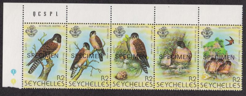 Seychelles # 447, Kestrels, Specimen Overprint, NH, 1/2 Cat.