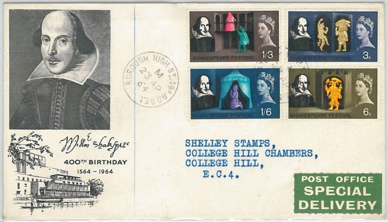 61681 -  GB - POSTAL HISTORY - FDC Cover 1964: WILLIAM SHAKESPEARE 