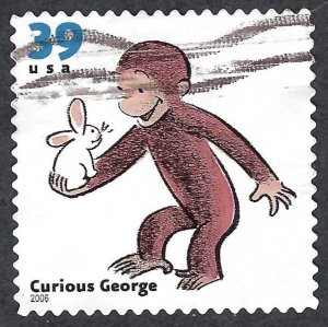 United States #3992 39¢ Children's Book Animals - Curious George (2006)...