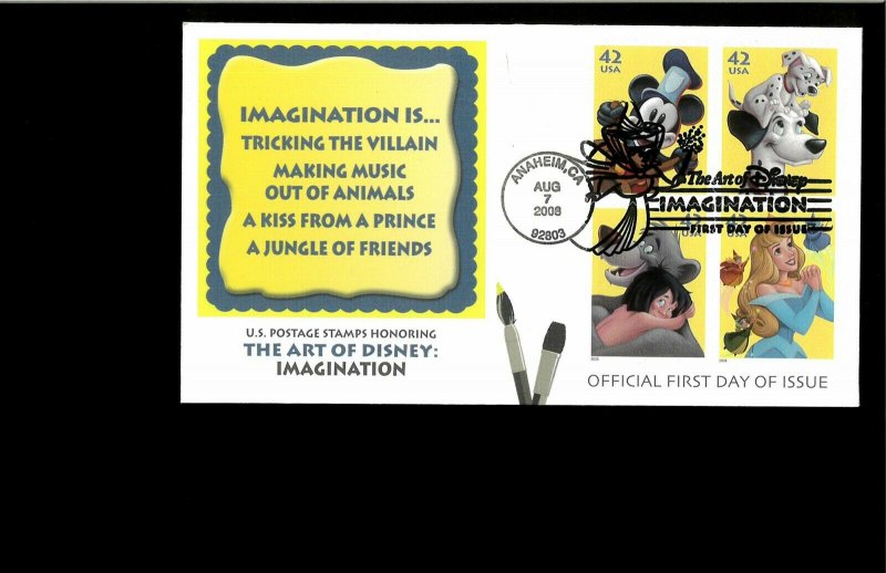 2008 FDC  Art of Disney Imagination anaheim CA