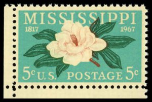 US Sc 1337 VF/MNH - 1967 5¢ Mississippi Statehood - P.O. Fresh