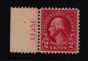 1923 Washington 2c carmine Sc 554 MNH 17351L VF plate number single CV $15 