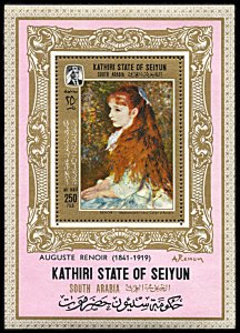 Kathiri State Michel Block 6A, MNH, Renoir Painting souvenir sheet