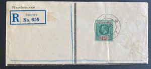 1913 Zungeru Northern Nigeria Registered Cover to Halberstadt Germany Via London