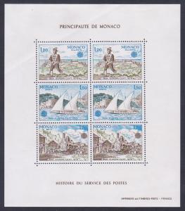 Monaco 1180a MNH 1979 EUROPA Souvenir Sheet of 6 Very Fine