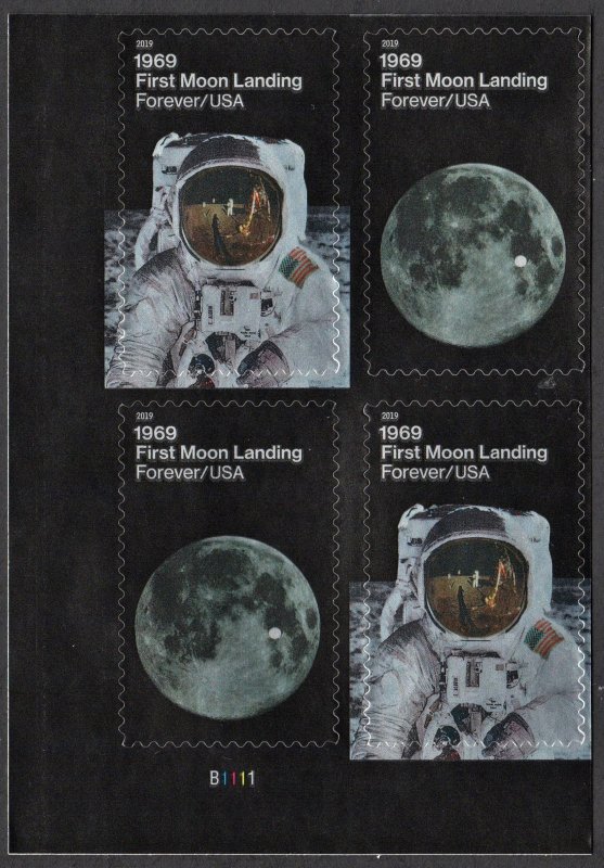 SC#5399-5400 (55¢) 1969: First Moon Landing Plate Block: LL #B1111 (2019) SA