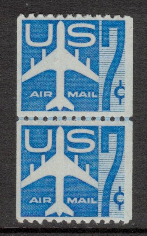 US 1958 7c Blue Jet Coil Joint Line Pair; Scott C52; MNH