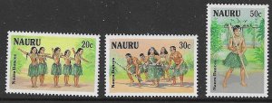 NAURU SG346/8 1987 DANCERS MNH