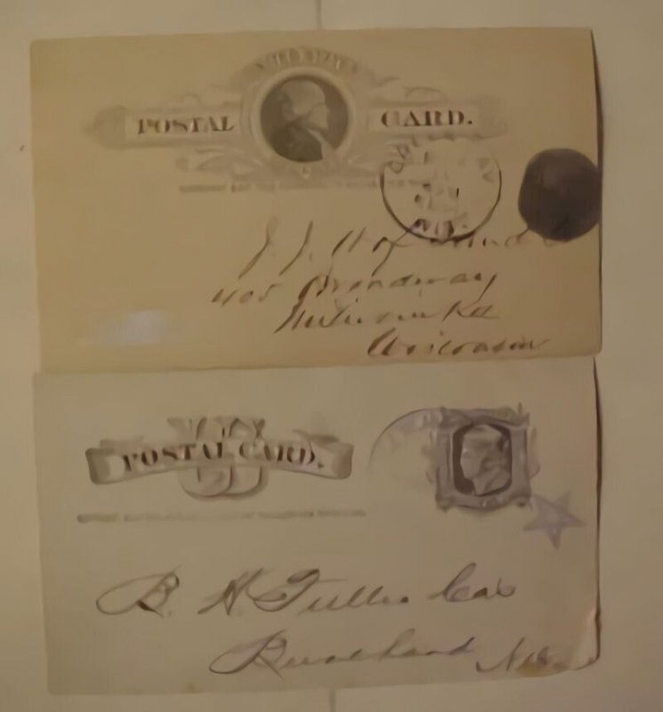 US  POSTAL CARDS GREENBAY APPLE 1891 & PAWNEE DOUBLE STAR 1884