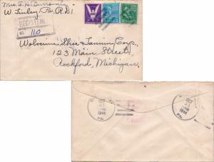 United States Pennsylvania West Finley 1944 4f-bar  3c Win The War and 5c Mon...