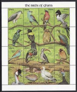 Ghana-SC#1345-sheet of 16 Birds-unused-NH-