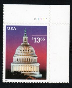 SC# 3648 - ($13.65) - Capitol Dome, MNH Plate # Single