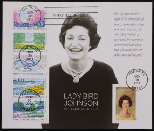 U.S. Used #4716 Forever Lady Bird Johnson. Pane of 6. First Day Cancel.