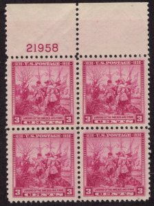 United States Scott #836 Numbered block (4) MINT NH OG. Beautiful condition.