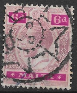 MALTA SG80 1920 6d DULL & BRIGHT PURPLE USED