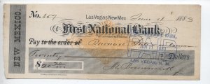 1883 Las Vegas NM First National Bank check RN-G1 revenue imprint [6514.103]