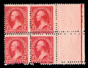 MOMEN: US STAMPS #249 VAR. DOUBLE PERFS MINT OG NH BLOCK POST OFFICE FRESH