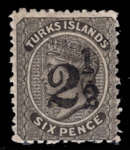 MOMEN: TURKS ISLANDS SG #28 1881 MINT OG H £275 LOT #69002*