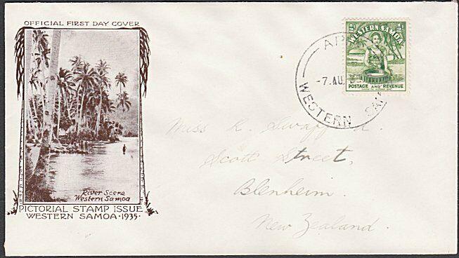 SAMOA 1935 ½d FDC ex Apia..................................................54632