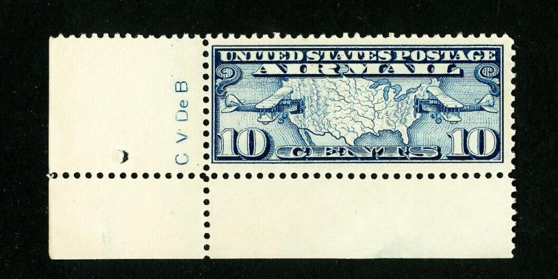 US Stamps # C7 VF Engraver's Initials OG NH