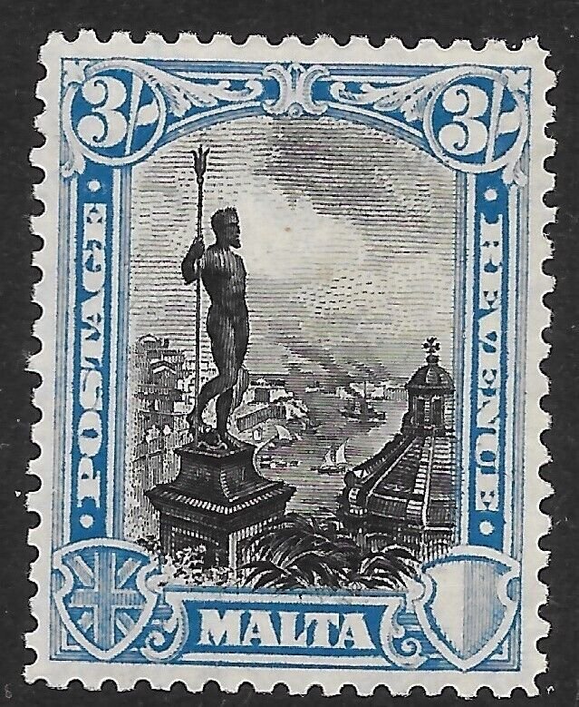 MALTA SG207 1930 3/= BLACK & BLUE MTD MINT