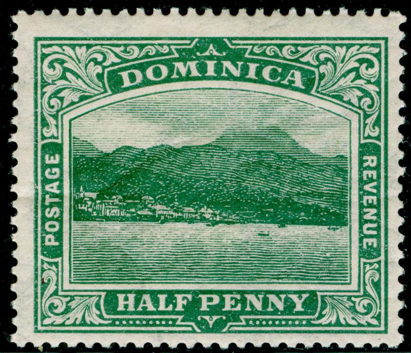 DOMINICA SG37, ½d green, M MINT. Cat £12. WMK MULT CA 