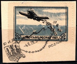 1921 Poland Poster Stamp 100 Marks Aero-Targ Company Semi Postal Used