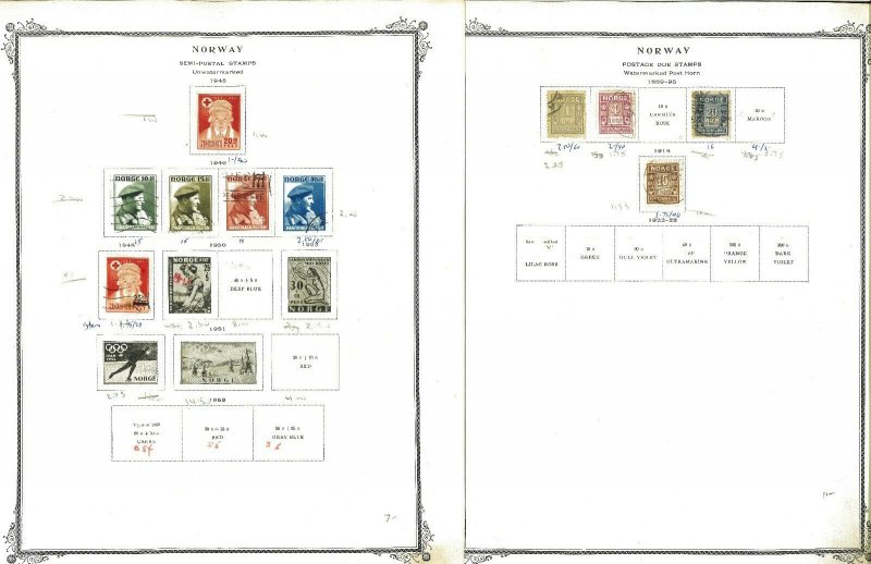 Norway 1856-1973 M & U (mostly) Hinged & in Mounts on Scott Specialty Pages