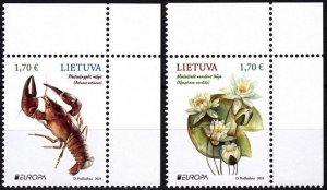 LITHUANIA 2024-03 EUROPA: Underwater Flora and Fauna. CORNER, MNH