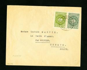 Yemen Cover 1937 w/ Stamps Pair to Switzerland back stamped